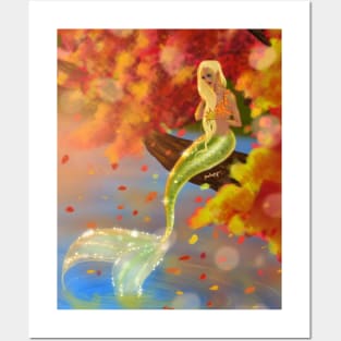 Autumn Mermaid Posters and Art